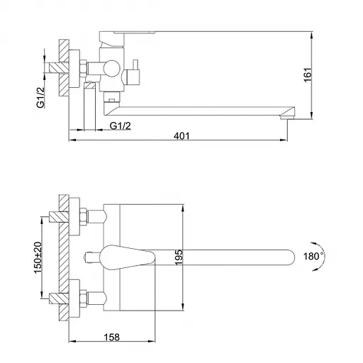 F2248 Змішувач для ванни нержавіюча сталь довгий гусак картридж Ø35 Frap Хром матовый - фото 7