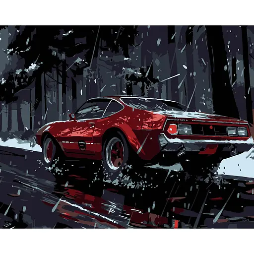 Набор для росписи по номерам Strateg Красная машина на черном фоне 50 х 40 см (AH1196-11) - фото 1