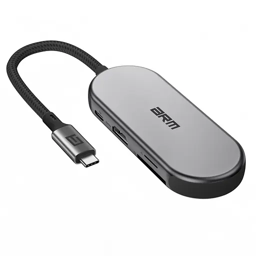 Хаб USB-C ArmorStandart Type-C to HD4K+LAN+PD+2USB+TF/SDcard Grey (ARM69365) - фото 2