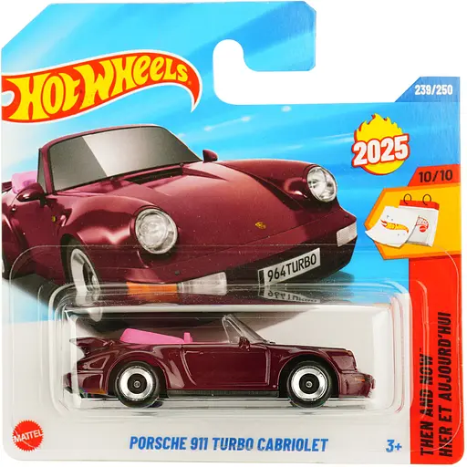 Базова машинка Hot Wheels Then and Now Hier Et Aujourd'Hui Porsche 911 Turbo Cabriolet червона (5785) HYW37-N521