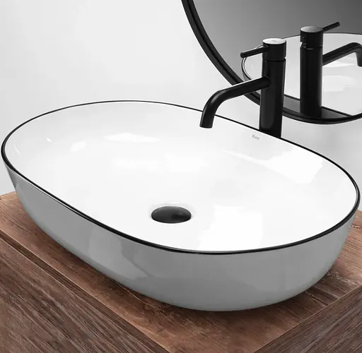 Умивальник Rea Cleo 61 накладний white black edge REA-U6210, Білий - фото 5