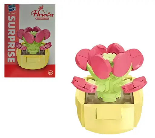 3D конструктор Flowers Красный кактус в горшке на 54 детали (25-102) - фото 3