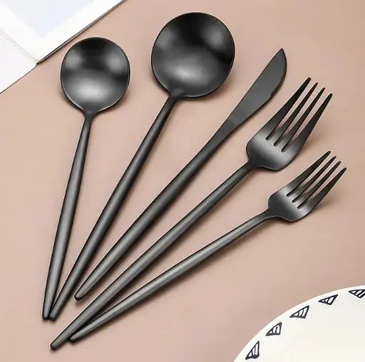 Набор столовых приборов Black из нержавеющей стали 18/10 на 5 предметов. - фото 5
