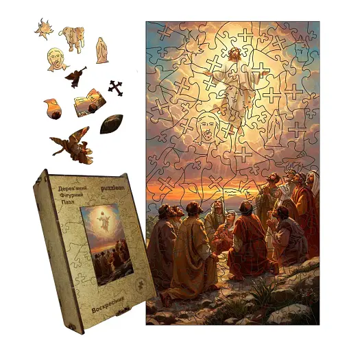 Деревянный фигурный пазл Воскресенье, А3, Деревянная коробка 200 элементов