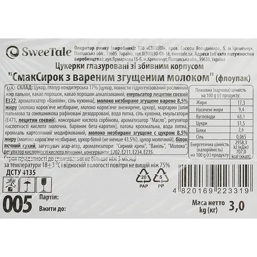 Конфеты глазированные SweeTale СмакСырок с вареной сгущенкой со сбивным корпусом 3 кг - фото 5