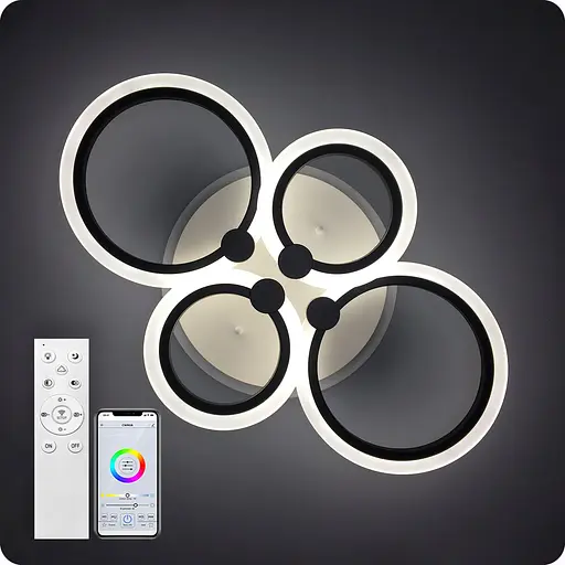 Люстра світлодіодна 517 Light 3color з пультом 76 Вт Чорний (02044) - фото 1