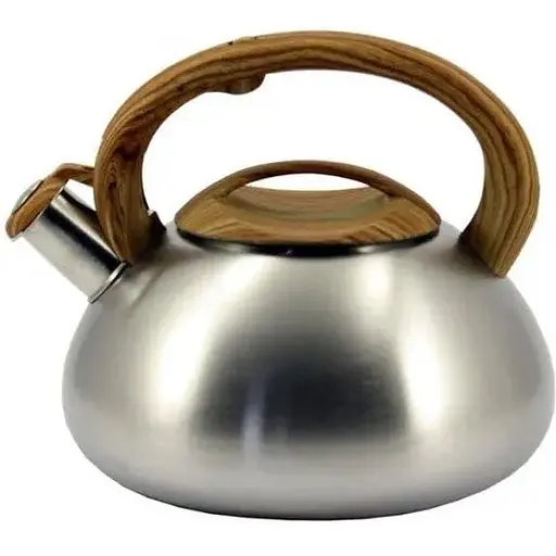 Чайник Zauberg из нержавейки и свистком коричневая ручка 3л ZB-006