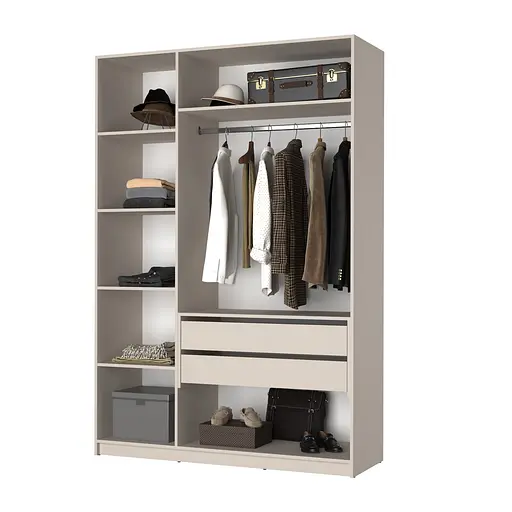 Шафа 3-дверна з антресоллю MebelStar Оскар ДСП BL-B, блок шухляд 150x52x260 см Кашемір (MBS-4965) - фото 2