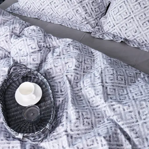 Простыня на резинке MirSon Поплин 00-6 Geometry Grey 160х190 см серая (2200009705687) - фото 3