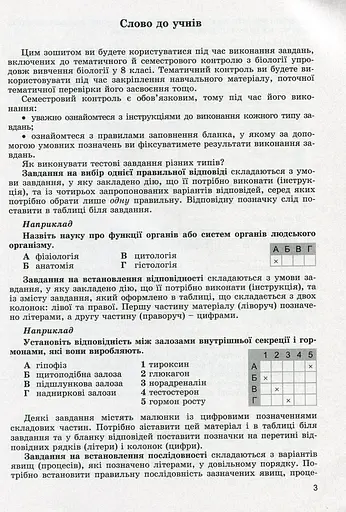 Біологія 8 клас. Контроль навчальних досягнень учнів - фото 2