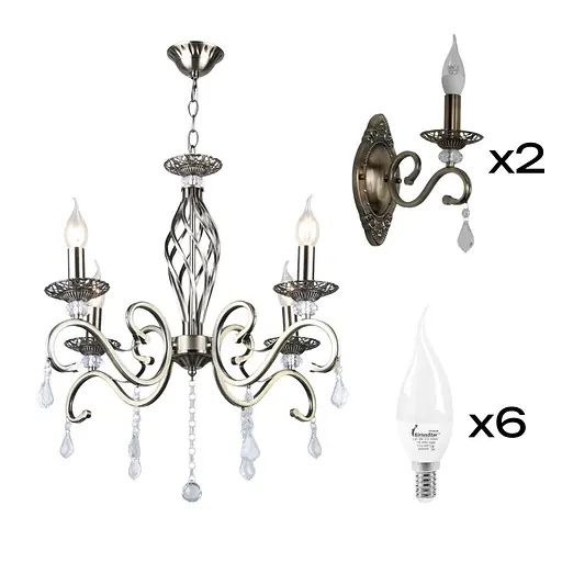 Комплект: Люстра Sirius B N1208/4 + 2 Бра B N1208/1W з лампочками