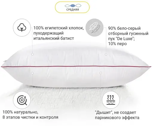 Подушка пухова MirSon Raffaello 101 середня 50x70 см (2200000006998/2200000018953) - фото 3