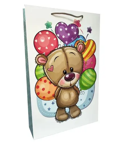 Подарочный пакет, 150 г/м², Медвежонок, 29.5x40x20 см, 6 шт. в упаковке