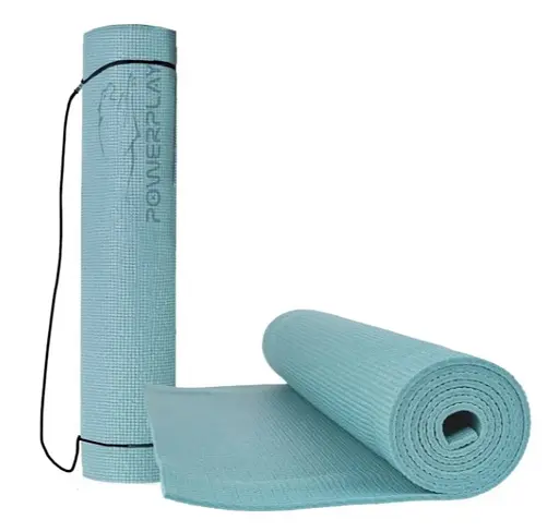 Коврик для йоги и фитнеса PowerPlay 4010 Коврик для йоги ПВХ Зеленый (173x61x0,6) (PP_4010_Green_(173*0,6)) - фото 1