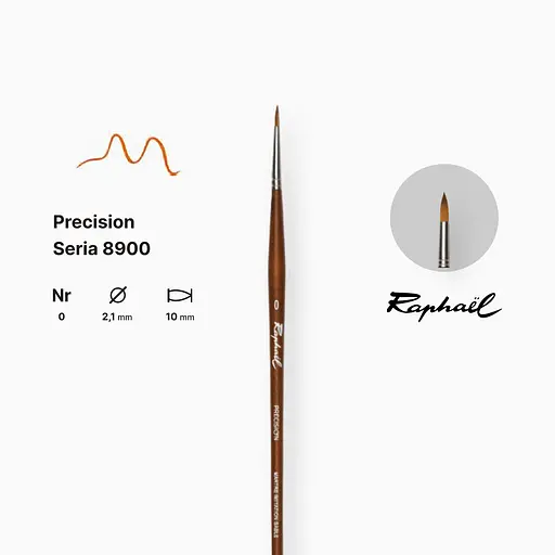 Кисть синтетика круглая Raphael Precision, №0, для акрила и масла, длинная ручка - фото 2