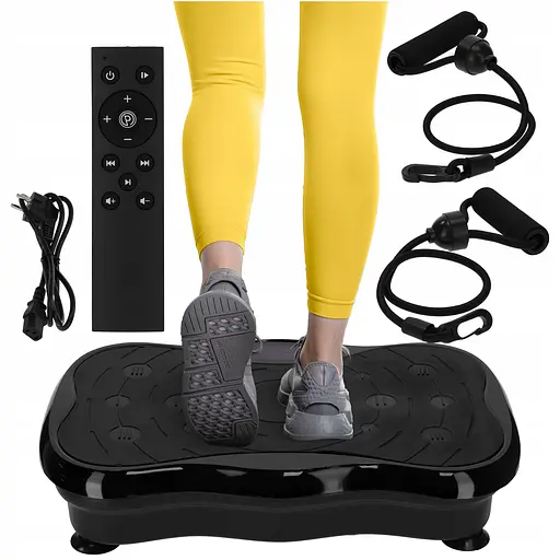 Виброплатформа для тренировок 4FIZJO Ultra+ с пультом и эспандерами Black (P-5905973402873) - фото 1