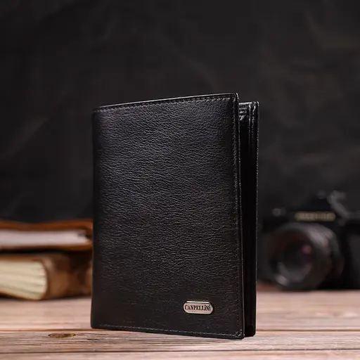 Мужской кошелек вертикальный из натуральной кожи Canpellini 10х13х1 см acs0029617 - фото 6