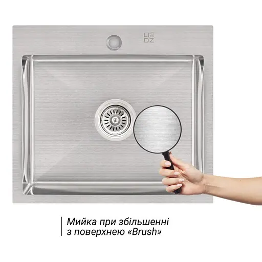 Кухонна мийка Lidz H5045 Brush 3.0/1.0 мм (LIDZH5045BRU3010), Нержавіюча сталь - фото 2