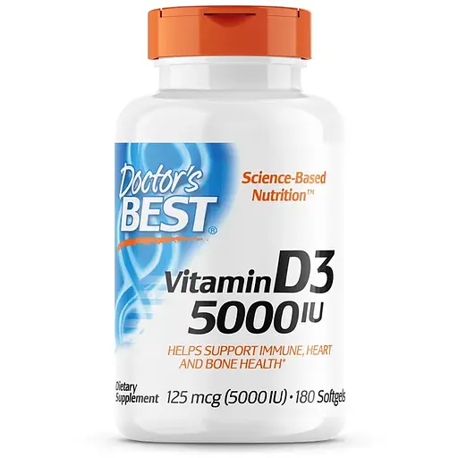 Витамины и минералы Doctor's Best Vitamin D3 5000 IU, 180 капсул - фото 1