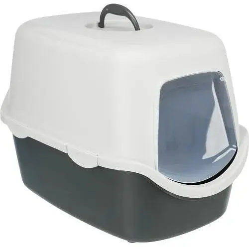 Туалет Trixie Vico для кошек с колпаком-крышкой, дверцей и ручкой серый 40х40х56 см - фото 1