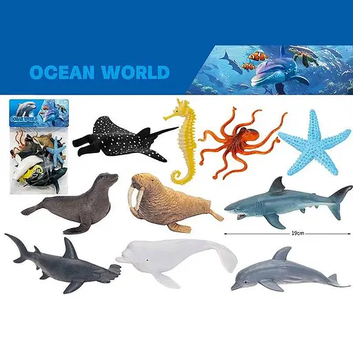 Набір фігурок тварин Океан, 10 морських мешканців, 000-101F