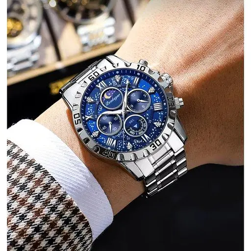 Мужские наручные часы Poedagar MoonLight (Серебристый) - фото 4