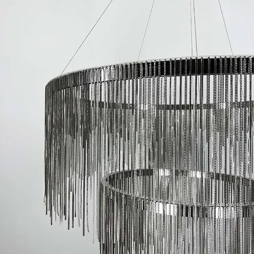 Хромована люстра з ланцюжками на 2 яруси Ø 80+50 см | Line F | Арт. SP07-800+500 - фото 9