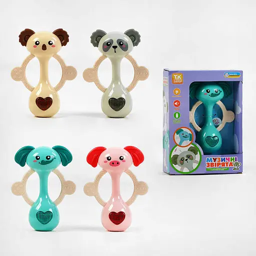 Брязкальце на батарейках музичне звірята TK Group, озвучення українською, пісні, підсвічування - фото 2