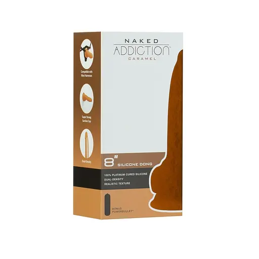 Фалоімітатор Addiction Dual Density Silicone Dildo Caramel 8″, присоска, діаметр 4,3 см, вібропуля - фото 10