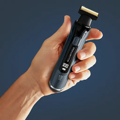 Триммер Rowenta Forever Sharp Ultimate, для бороды, усов, акум., насадок-10, 120 мин. использование, дисплей, сталь, синий - фото 9