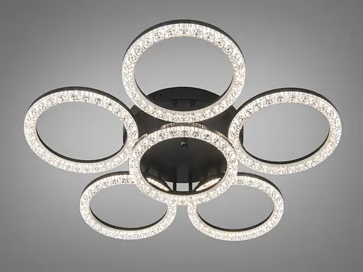 Стельова LED люстра кільця Diasha MX4770 -5+1BK чорна шість кілець акрил 133 Вт до 2 - фото 1