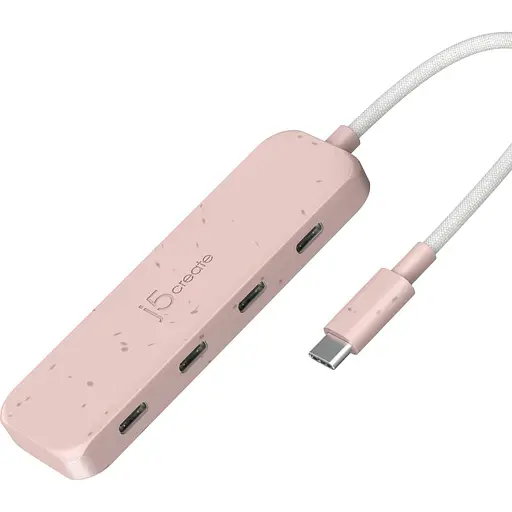 USB-хаб j5create JCH345ER-N USB-C на 4 USB-C, красный (JCH345ER-N) - фото 1