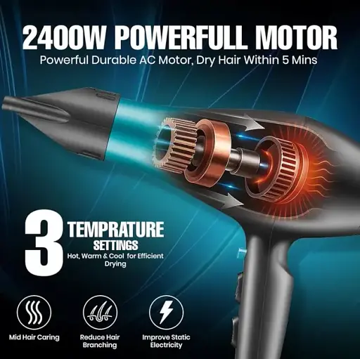 Профессиональный мощный фен для волос Isitmatik VGR V-455 с холодным и горячим воздухом 2400 Вт - фото 5