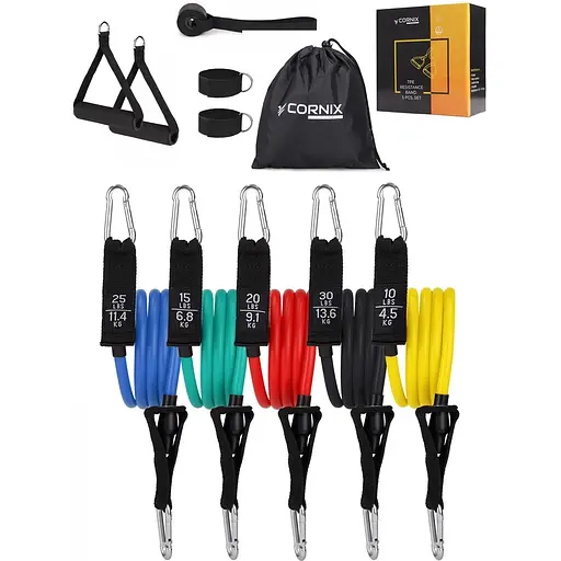 Набір трубчастих еспандерів Cornix 5 шт. 4.5-13.6 кг XR-0051 - фото 1