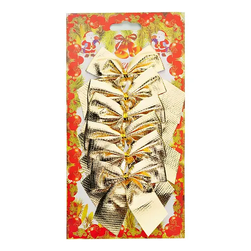 Набір прикрас ялинкових Market Union Бант золотий 7 см 6 шт. (898517) - фото 2