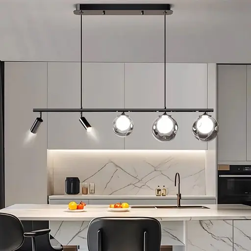 Удлиненный светильник со стопаты и графитовыми плафонами в корпусе 100 см Line F | Ст. AA249/3+2 BK - фото 1