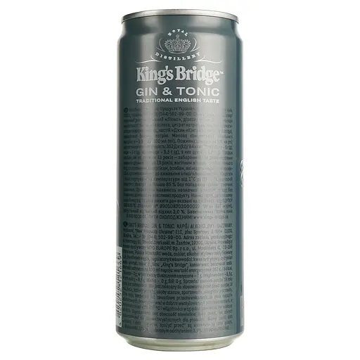 Напиток слабоалкогольный King's Bridge Gin & Tonic ж/б 7% 0.33 л - фото 4