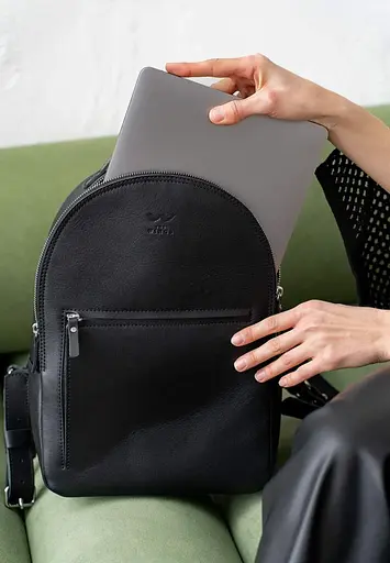 Кожаный рюкзак Groove M черный - фото 4