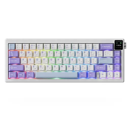 Клавиатура игровая механическая беспроводная Ajazz AK-650WP White-Purple RGB Flying Fish Switch Hot-Swap 2.4G/Bluetooth/USB