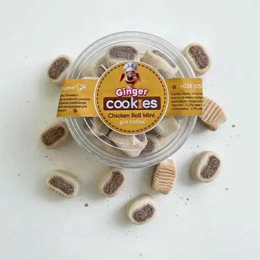 Лакомство для собак Печенье Ginger Cookies Chicken Roll Mini 130 г  - фото 2