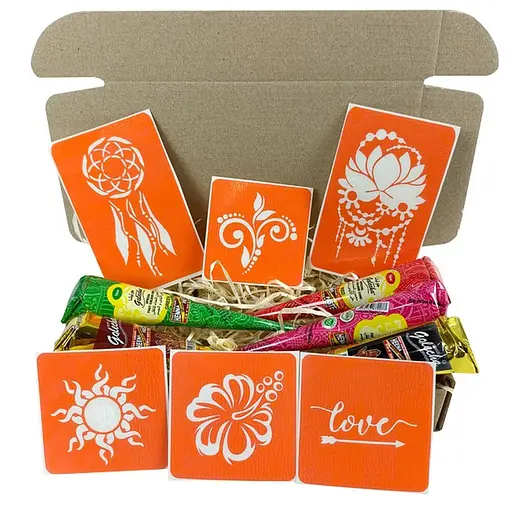 Набор цветной хны с трафаретами для био-тату №1 Fresh Tattoo color-henna-set-01 - фото 1