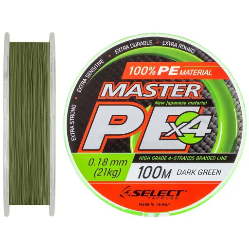 Шнур Select Master PE 100 м (темн.-зел.) 0.18 мм 21 кг