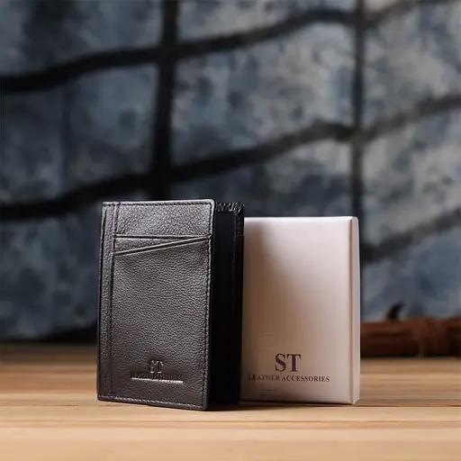 Мужской кошелек для карточек из натуральной кожи ST Leather 8х11х0.5 см acs0029622 - фото 10