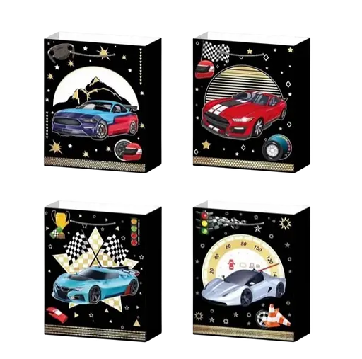Подарунковий пакет, 150 г/м², Авто, 32x45x10 см, 6 шт. в упаковці (В асортименті)