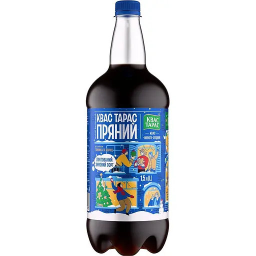 Напій Квас Тарас Пряний зі смаком пряника та кориці 1.5 л