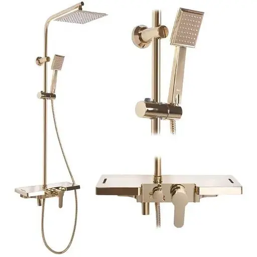 Душова система Rea Bravo gold з виливом REA-P4120, Золотий - фото 1