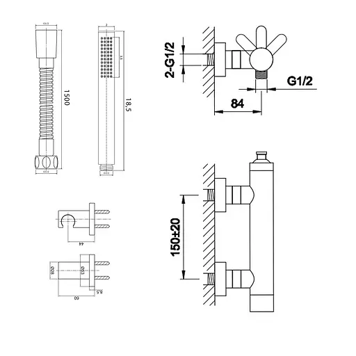 Змішувач для душу Kohlman Boxine chrome настінний KPL-QW120B Хром - фото 2