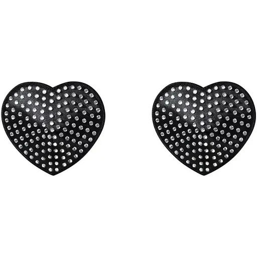 Накладки-сердечка на соски зі стразами Obsessive A750 nipple covers чорні One size - фото 2
