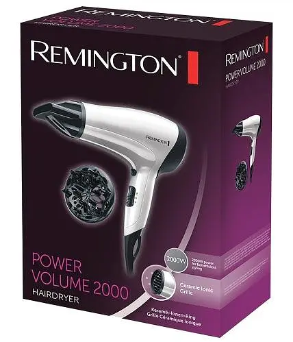 Фен Remington Power Volume 2000, 2000Вт, 3 режими, дифузор, турмалінова іоніз-я, хол. обдув, білий - фото 3