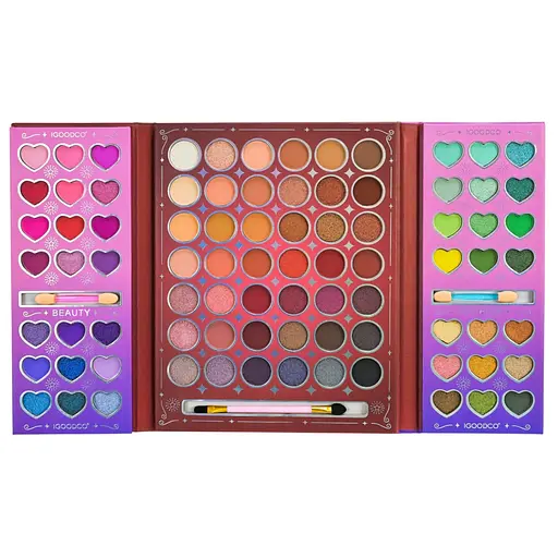 Дитяча палетка тіней для повік Igoodco IG3078, 84 кольори, пензлик, аплікатори - фото 4
